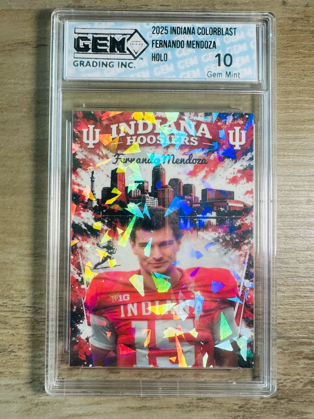 Fernando Mendoza Rookie Gem Mint 10 2025 Color Blast Novelty Card. Indiana.